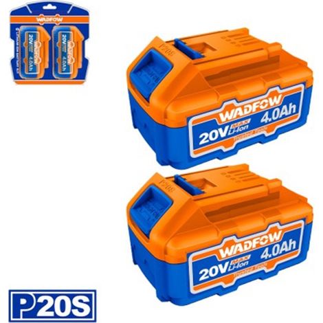 Confezione da 2 batterie al litio WADFOW 20V 4.0ah, compatibili con utensili P20S, indicatore LED