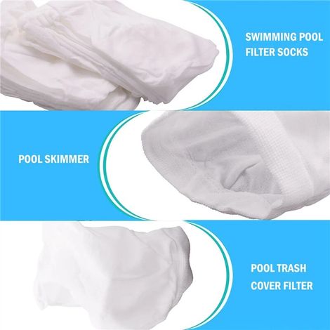 Chaussettes filtrantes pour écumoire de piscine, lot de 20, chaussettes de protection pour panier de filtre de piscine, chaussettes filtrantes ultra-fines réutilisables pour récupérer les débris de pi (1/5)
