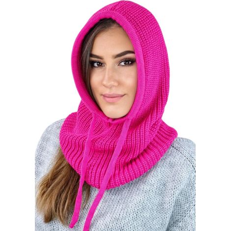 Pasamontañas con capucha Nilda a la moda, color frambuesa.