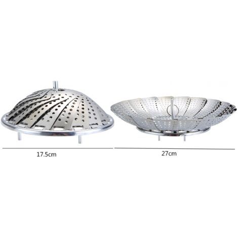 Cuiseur vapeur pliable en acier inoxydable, panier vapeur, panier de rangement multifonctionnel, grand égouttoir rétractable en forme de lotus (version renforcée) (1/4)