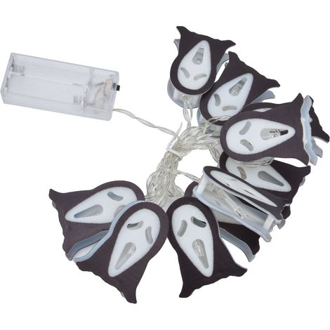 Guirlande lumineuse fantômes d'Halloween, 10 LED, pour décoration intérieure et extérieure, fonctionne sur piles (1/5)