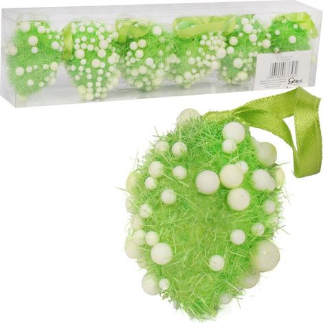 Huevos de poliestireno expandido, colgantes verdes, 6 unidades, Pascua (1/2)