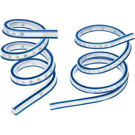20/40 Pouces 50/100cm Règle Courbe Flexible Peut Être Courbée pour le Dessin Couture Ingénierie, 2 Pièces, Bleu (1/5)
