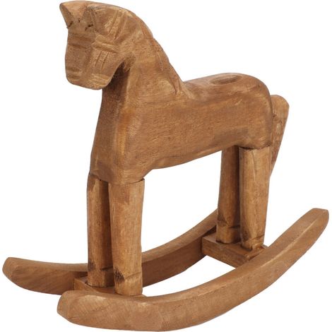 Décor de cheval à bascule, ornements de cheval en pin fabriqués à la main, jouet cheval en bois pour Table de chevet, bibliothèque, vitrine pour le bureau