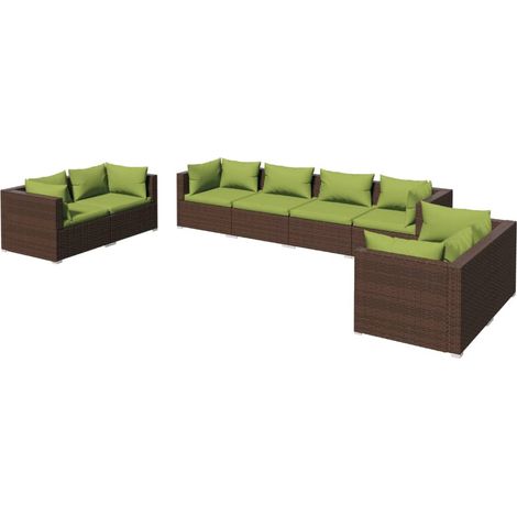 Maison Exclusive - Set Divani da Giardino 8 pz con Cuscini in Polyrattan Marrone (1/5)