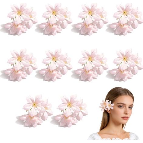 Paquete de 10 lirios artificiales，Flores artificiales，lirios realistas de tres lóbulos en forma de gota de rocío，Ideales para bodas (1/5)