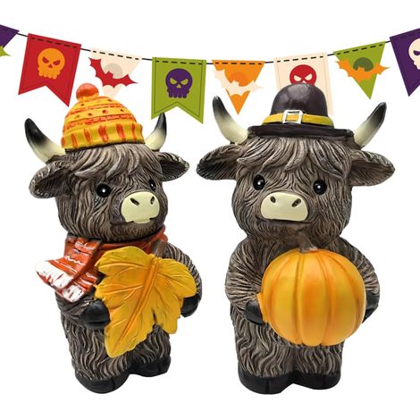 Kuh Figur Harzfigur Hochlandrind Deko Harz Tierfigur als