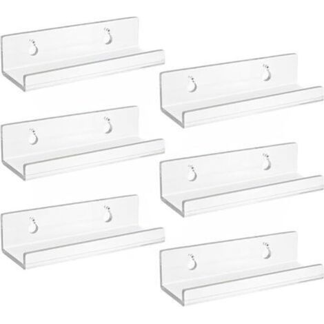 Set di 6 supporti per vinili da parete in acrilico trasparente, mensole trasparenti, piccole mensole a muro, mensole galleggianti per vinili, insegne, foto, libri