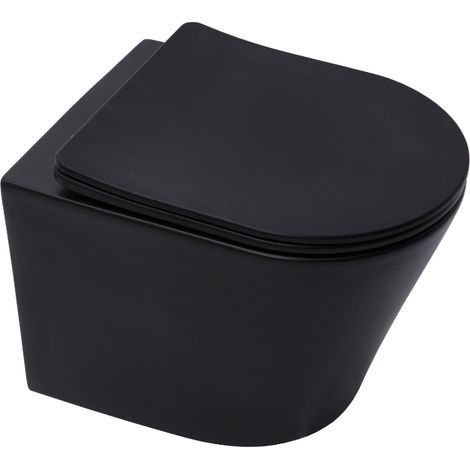 Swiss Aqua Technologies Infinitio nero opaco per WC sospesi senza flangia e fissaggi invisibili + sportello anticaduta (BlackInf