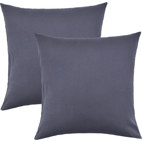 Juego de 2 fundas de jersey gris antracita de 40x40 cm para almohada cervical lateral (1/4)