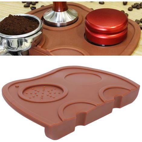 Tapis de tassage d'angle antidérapant en silicone de type C pour poudre de café, coussinet de tassage pour poudre de café, coussinet à café, couleur café (1/5)