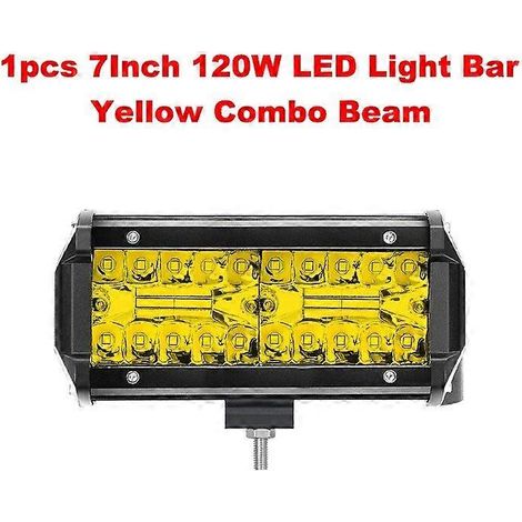 Barre LED NLpearl 4-20 pouces jaune 120 W pour travail tout-terrain, compatible avec camions, Jeep, SUV, UAZ 4x4, tracteurs, bateaux et quads. Phares LED 12 V/24 V inclus. (1/5)