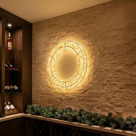 Corona Bianca diametro di 75 cm con microled bianco caldo e RGB per uso interno (1/5)