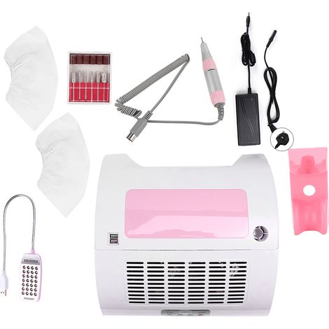 Limeuse à ongles multifonction 60W avec aspirateur, coussin repose-main et lampe manucure (prise UK 110-240V) (1/5)