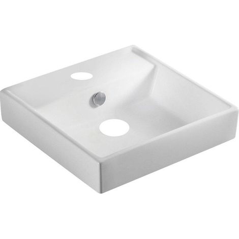 GO by Van Marcke Brigit lavabo à poser semi-encastré carré en porcelaine blanche 380 x 380 x 130 mm (1/2)