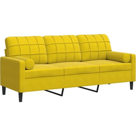 Canapé 3 places，Sofa pour Salon，Banquette avec oreillers décoratifs jaune 180 cm velours CFW660803 (1/5)