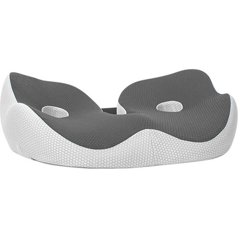 Bequemes und atmungsaktives ergonomisches Sitzkissen mit Gurt für Bürostühle, dunkelgrau, 48 x 39 x 14 cm (1/5)