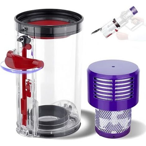 Dyson V10 SV12 SV13 SV27 Zubehörset: Bodenabdeckung mit HEPA-Filter und transparentem Behälter, hochwertige Original-Ersatzteile.