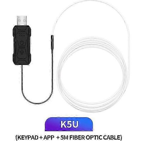 K5U 5m K-Serie Auto-Ambientebeleuchtung Flexibler Glasfaser-RGB-LED-Streifen Atmosphärenlampe Unterstützt App-Steuerung Schwarz SZRH