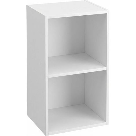 Libreria 2 Vani Scaffale Modulare Cubo Legno Mobiletto Casa 30x24x54 cm Bianco