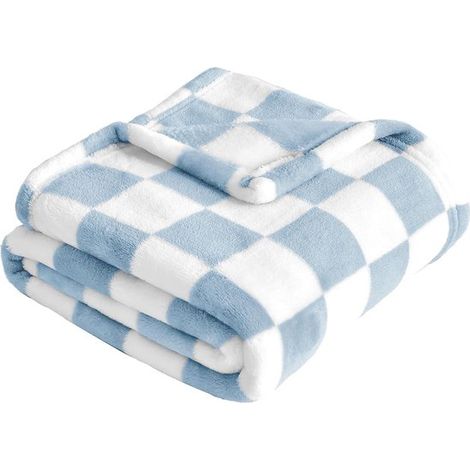 Karierte Babydecke Fleece-Babydecke Superweiche bequeme und flauschige Baby und Kleinkinddecke für Neugeborene Geeignet für Kinderbetten und 76 x Weiß (1/5)