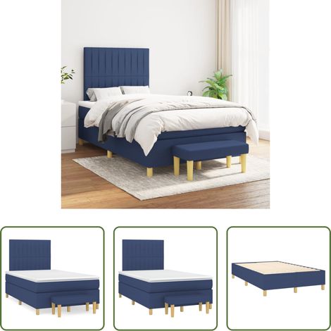 Matratze - Boxspringbett mit Matratze Blau 120x200 cm Stoff (1/5)