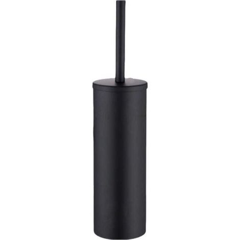 Scopa per WC, scopa per WC con manico allungabile, scopa per WC con supporto e coperchio, scopa per bagno salvaspazio, con testina protetta, resistente, pulizia accurata (nero, lungo).