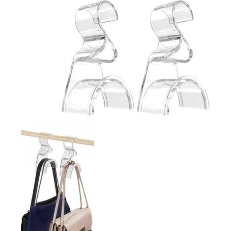 Haken-Set, Taschenhaken, Handtaschenhaken, Kleiderschrankhaken, Huthaken, Schützt Taschen, Transparent, Geeignet für Kleiderschränke, Garderoben und Boutiquen (1/5)