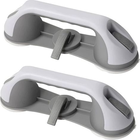 poignées de douche à ventouses, poignées de sécurité pour salle de bain, amovibles sans perçage, barre d'appui pour douche et toilettes pour personnes âgées, personnes handicapées et enfants (blanc + (1/5)