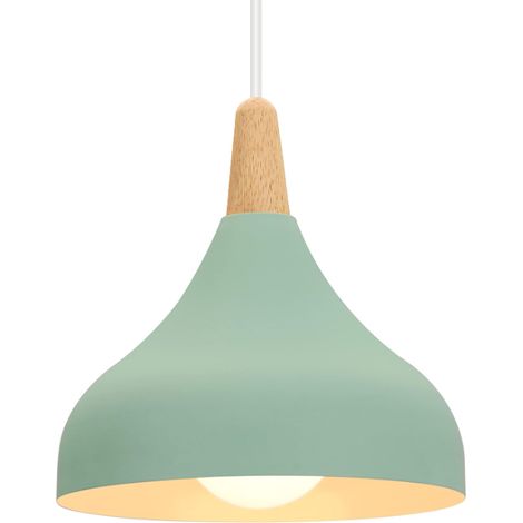 Lampe Suspension Moderne Style Rétro Goutte Chapeau Plafonnier E27 Métal pour Chambre Salle à Manger Cuisine, Vert (1/5)