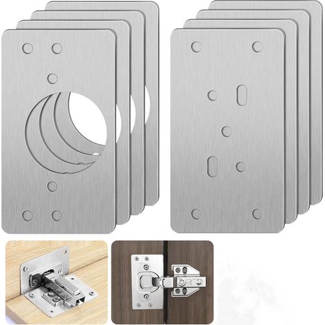 D'armoire avec Trou, 8 Pièces Supports de Réparation Plaques Installation Facile , Kit De Réparation De Charnière pour Bois, Meubles, Étagères