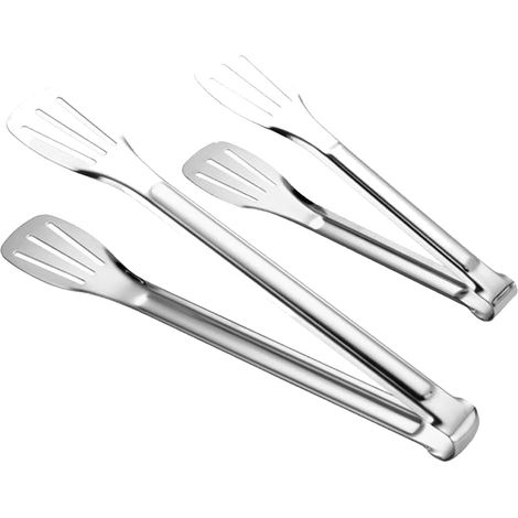 Set di 2 pinze da cucina in acciaio inox con anello di bloccaggio, ideali per cucinare, grigliare e grigliare. Pinze da cucina robuste e resistenti al calore (2 pezzi: 18 cm e 30 cm).