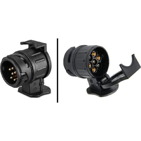 Adaptateur Prise pour véhicule 13 Broches vers remorque 7 Broches - Connecteur Fiche 13/7 Attelage Voiture, Tracteur, Caravane.