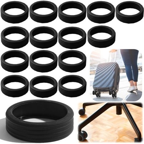 Housses de roulettes de valise lot de 16 - protections 5,2 x 1,4 cm, noires (1/5)
