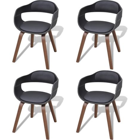 Lot de 4 Chaises de salle à manger - Chaises à dîner Noir Bois courbé et similicuir BV757690 - BonneVie (1/5)