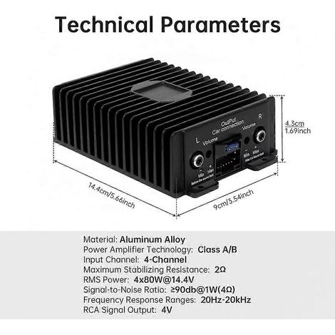 4-Kanal 12V 80W x 4 Class A/B Digital-Audio-Leistungsverstärker mit digitalem Soundprozessor für Android-Autoradios (1/5)