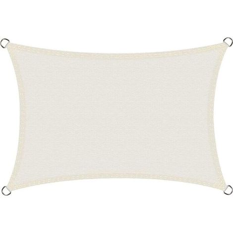 Voile d'ombrage rectangulaire imperméable 3x4m, toile d'ombrage PES résistante à l'eau, protection durable contre les rayons UV à 98% pour terrasse extérieure, blanc cassé 3x4