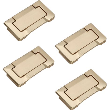 4 poignées de tiroir/porte escamotables, alliage de zinc, 72 x 37 x 7 mm, entraxe 64 mm, pour meubles cuisine et salle de bain (1/5)