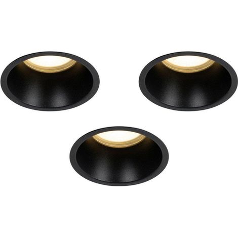 QAZQA Dept spot encastrable - set de 3 - 10.5x10.5x10.4cm - dimmable - IP44 - noir mat (1/5)