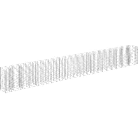 Jardinière lit surélevé plantes fleurs jardin à gabion acier galvanisé 450 x 30 x 60 cm (1/5)
