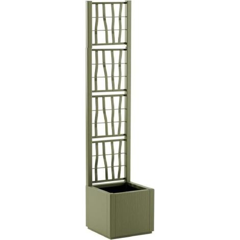 Fioriera quadrata 36x36 cm verde oliva con griglia Spalliera alta cm 175 Arrampicante per piante fiori da Esterni Giardini Terrazze separatore ambienti locali commerciali elegante hotel ristoranti