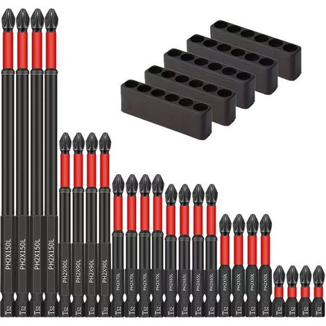 Puntas destornillador impactos S2, puntas destornillador magnéticas ultrarresistentes, puntas destornillador Phillips destornillador eléctrico (1/4)