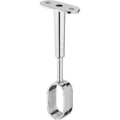 Cadre de support central pour tubes de penderie, compatible avec les tubes de penderie fixés au plafond, les tubes de penderie ovales et la fixation de tringles à vêtements. Matériau : acier chromé. 1 (1/5)