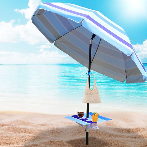 TolleTour Sonnenschirm Ø210 cm UPF 50+ beidseitig um 30° knickbar aus Stahl mit Kippfunktion höhenverstellbar Strandschirm Balkonschirm Gartenschirm Blau