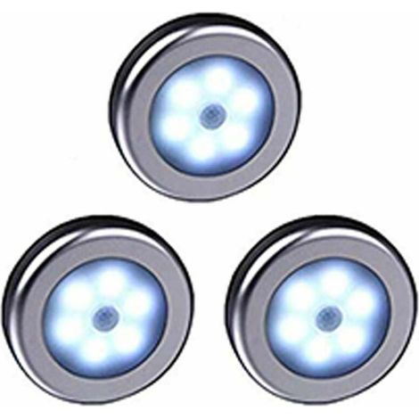 Lampe LED Sans Fil - Détecteur De Mouvement PIR - 6 LED Blanc Froid - 25 Lm - Portée 3 M - Angle 60° - Auto-Extinction Après 15 S - Pour Placard Escalier Couloir Cuisine Chambre - 3 Pièces (1/5)