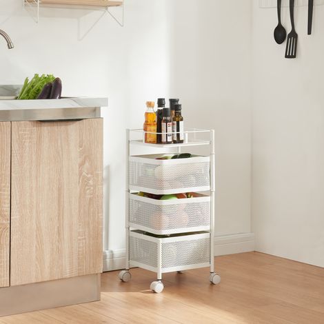 Rollwagen Sunndal mit 3 Ebenen 64,5x27x27cm Weiß [en.casa]