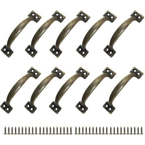 10 Poignées Poignee de Meuble Bouton de Porte Poignee Entraxe Rustiques en Alliage de Zinc Pour Cuisine Porte de Grange Jardin Remise (120MM) (1/5)