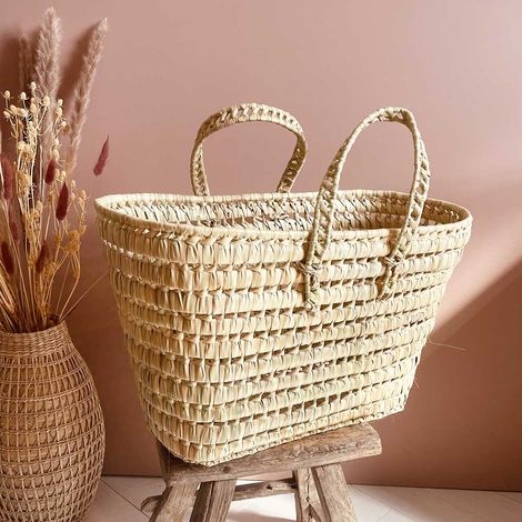Panier Porte-revues ou à porter en palmier fait à la main avec (1/4)