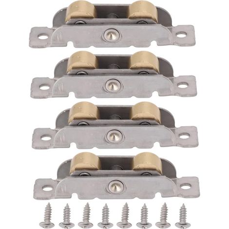 Conjunto de 4 rodillos para puerta corrediza de patio, rueda de repuesto de metal con rodamiento de bolas de acero (rueda plana)