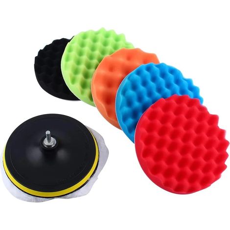 Kit de polissage professionnel en mousse pour perceuse, avec tampons adhésifs pour le cirage, le polissage, le scellement et le nettoyage des meubles et véhicules. (1/5)